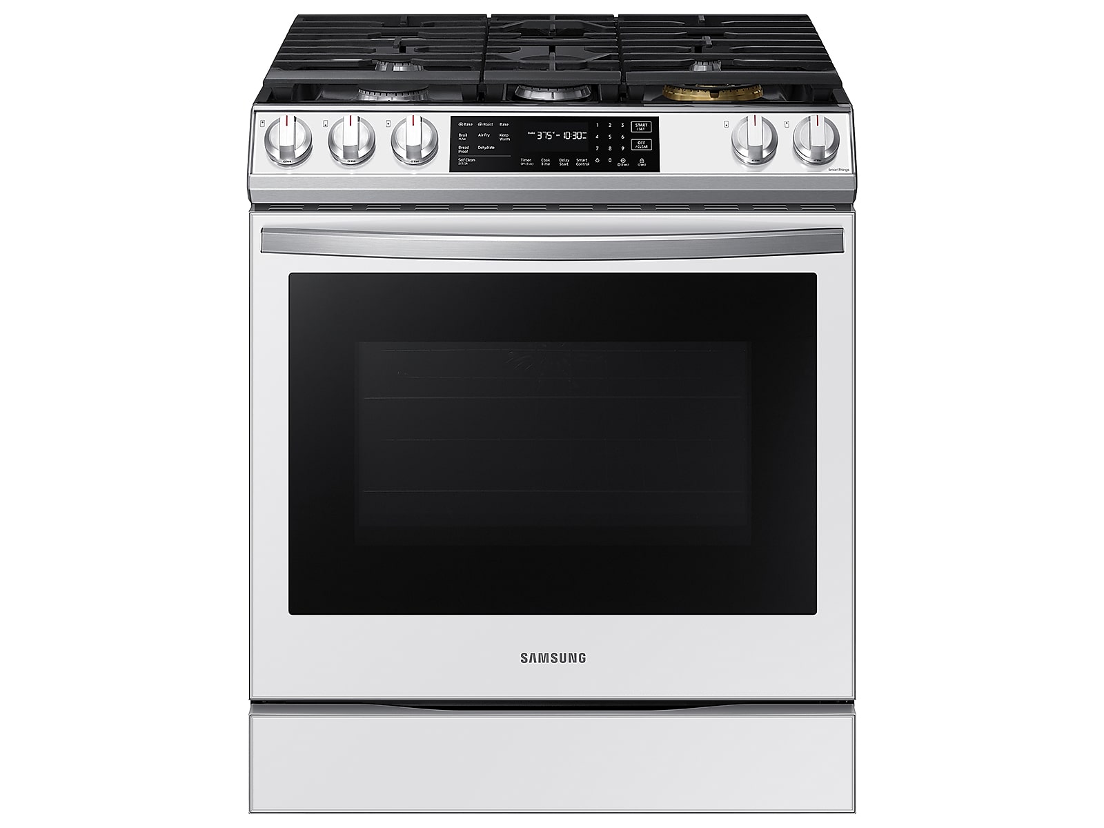 Samsung Bespoke 6.0 cu. ft. Smart Front Control Slide-In Gas Range with Air Fry & Wi-Fi in White Glass(NX60BB851112AA)