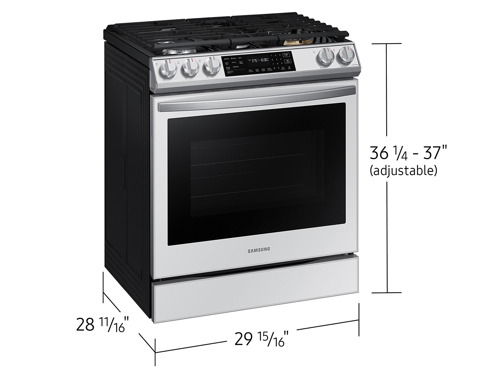 Thumbnail image of Bespoke 6.0 cu. ft. Smart Front Control Slide-In Gas Range with Air Fry &amp; Wi-Fi in White Glass