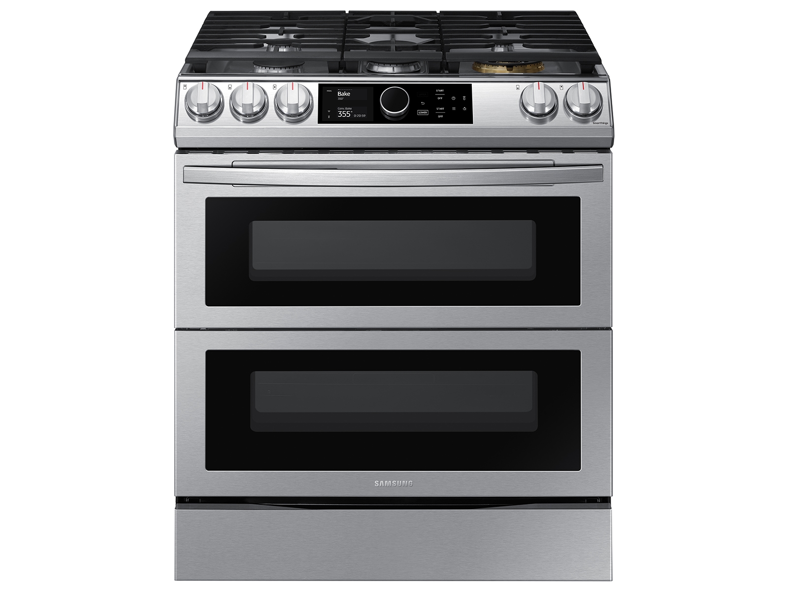 Samsung 6.3 cu. ft. Flex Duo™ Front Control Slide-in Dual Fuel Range with Smart Dial, Air Fry, and Wi-Fi in Silver(NY63T8751SS/AA)