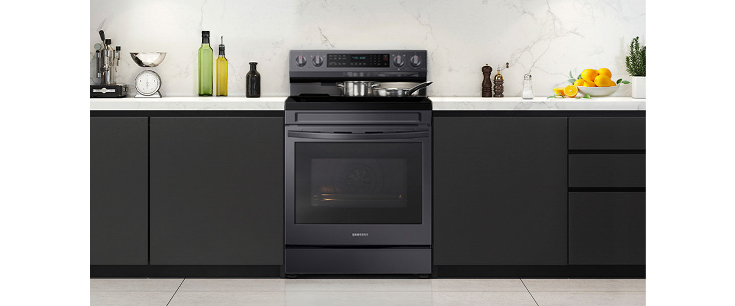 NE63A6711SG by Samsung - 6.3 cu. ft. Smart Freestanding Electric Range with  No-Preheat Air Fry, Convection+ & Griddle in Black Stainless Steel