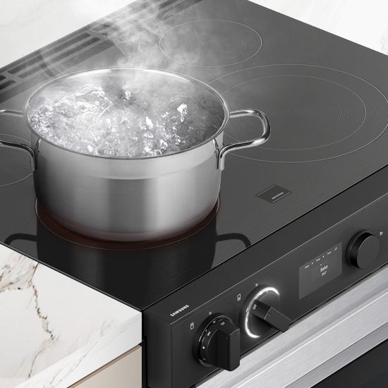 Samsung White Glass Slide-In Electric Range with Express Boil™