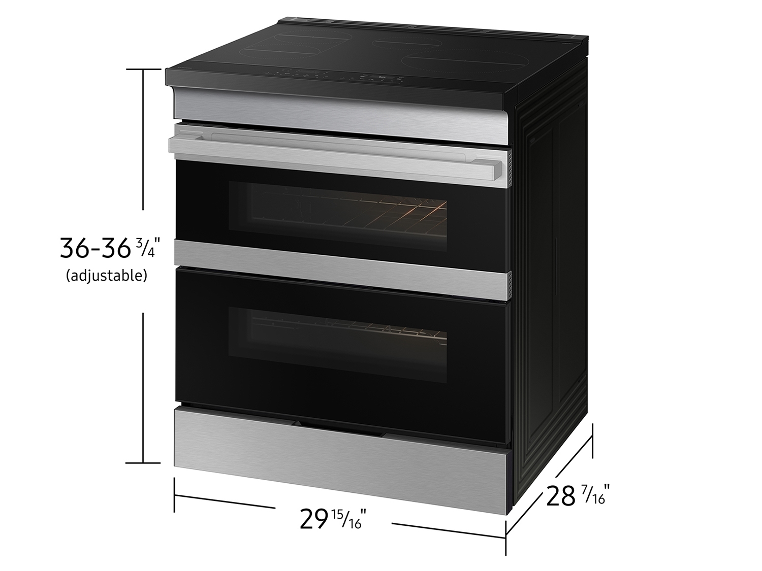 Thumbnail image of Bespoke Smart Slide-In Induction Range 6.3 cu. ft. with Flex Duo™ & Ambient Edge Lighting™ in Stainless Steel