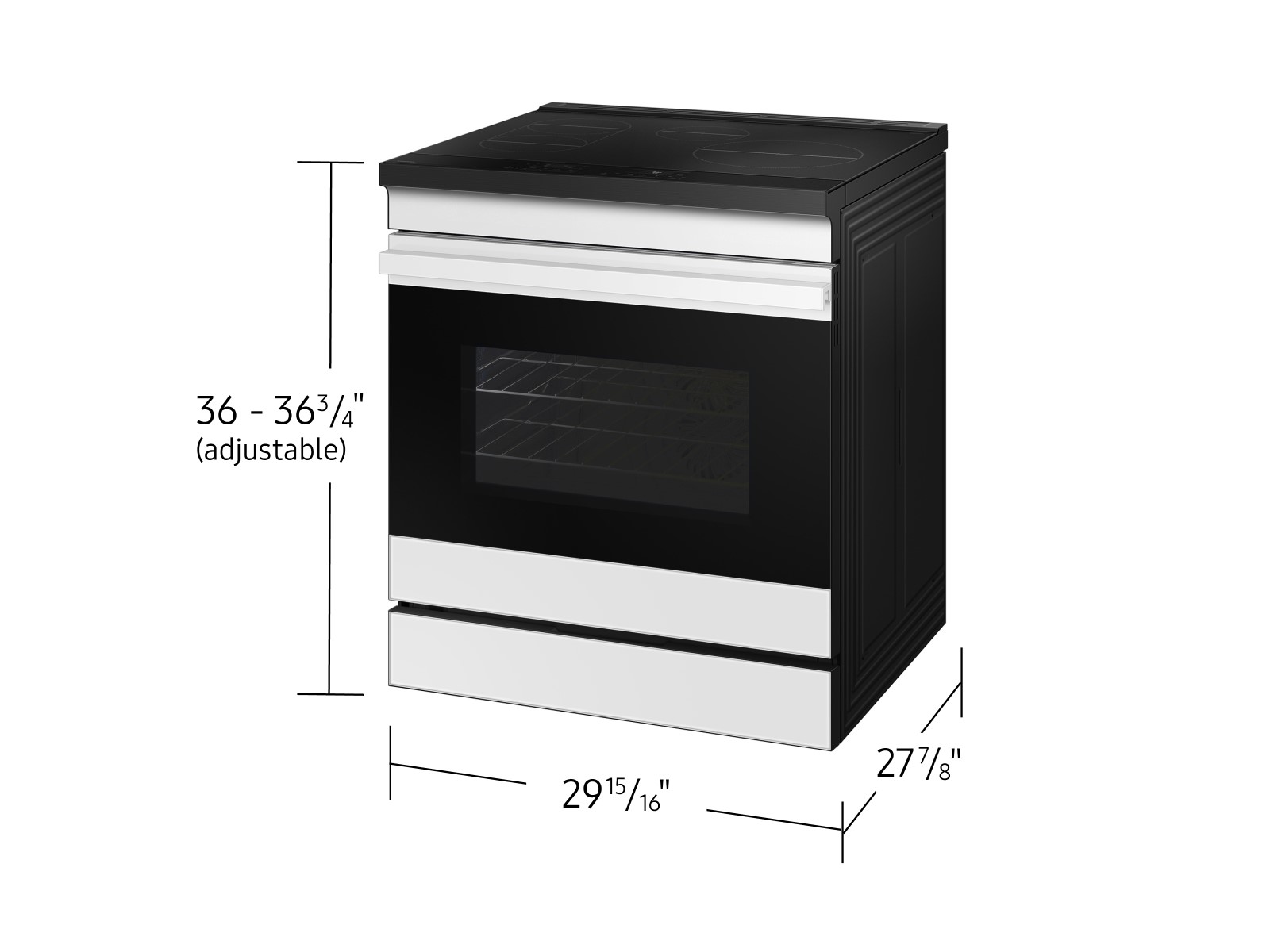 Thumbnail image of Bespoke 6.3 cu. ft. Smart Slide-In Induction Range with Anti-Scratch Glass Cooktop & Air Fry in White Glass