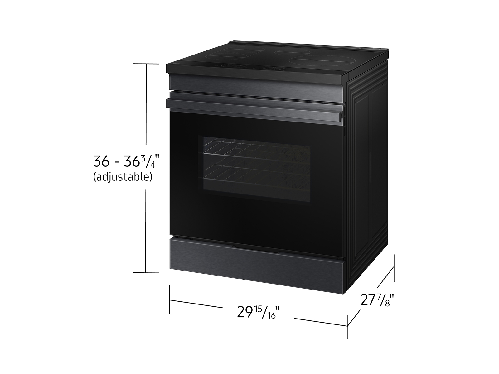 Thumbnail image of Bespoke 6.3 cu. ft. Smart Slide-In Induction Range with Anti-Scratch Glass Cooktop in Matte Black Steel 