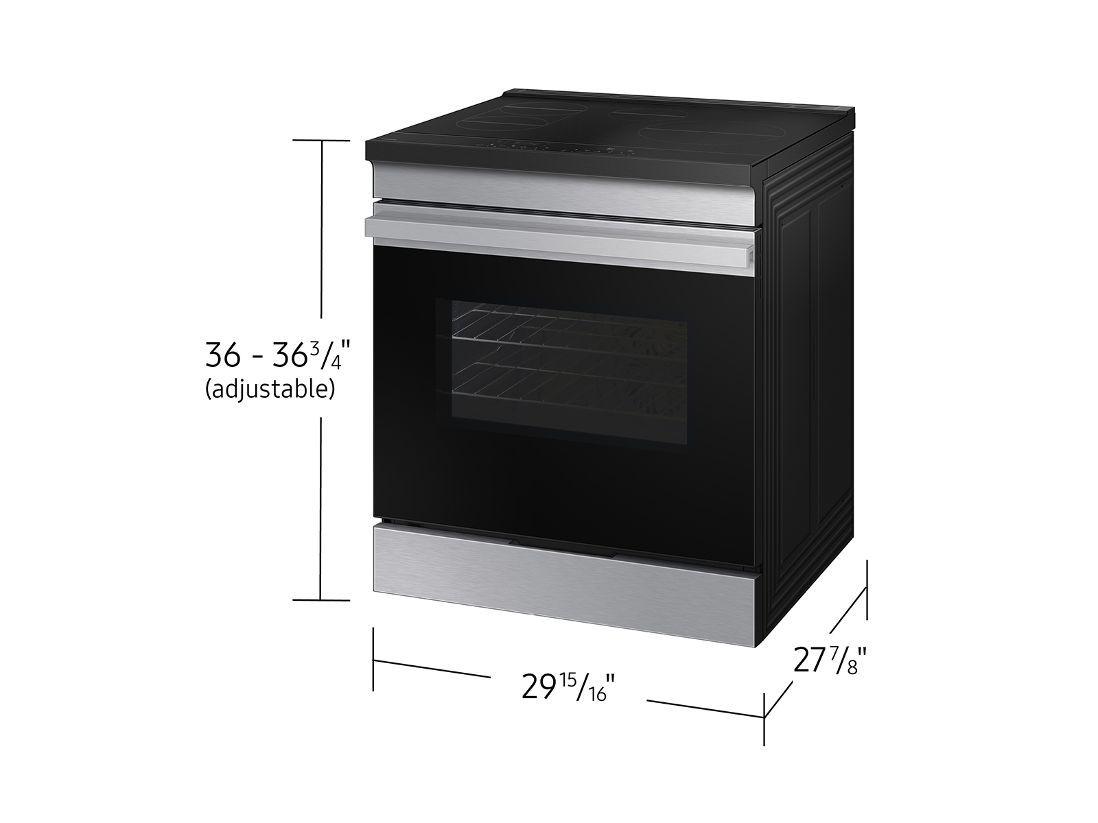 Thumbnail image of Bespoke 6.3 cu. ft. Smart Slide-In Induction Range with Anti-Scratch Glass Cooktop in Stainless Steel