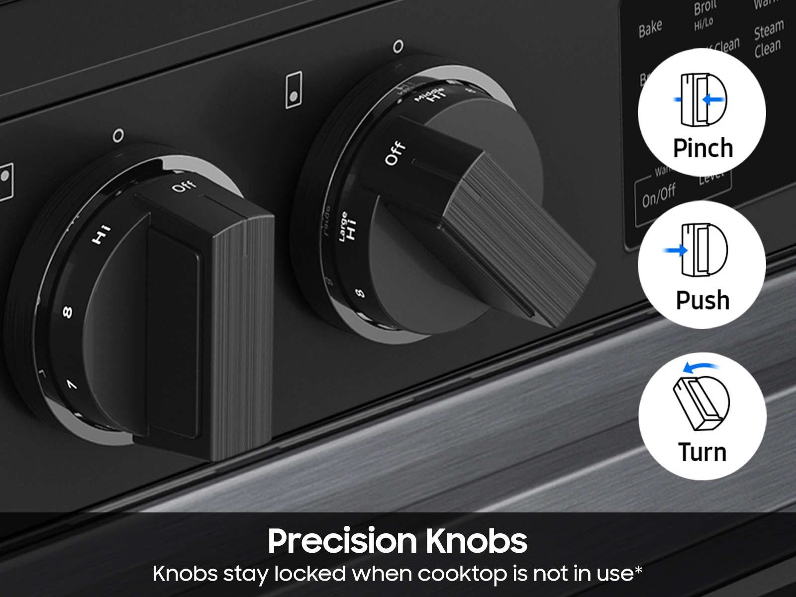 Thumbnail image of Bespoke 6.3 cu. ft. Smart Slide-In Electric Range with Precision Knobs in Matte Black Steel