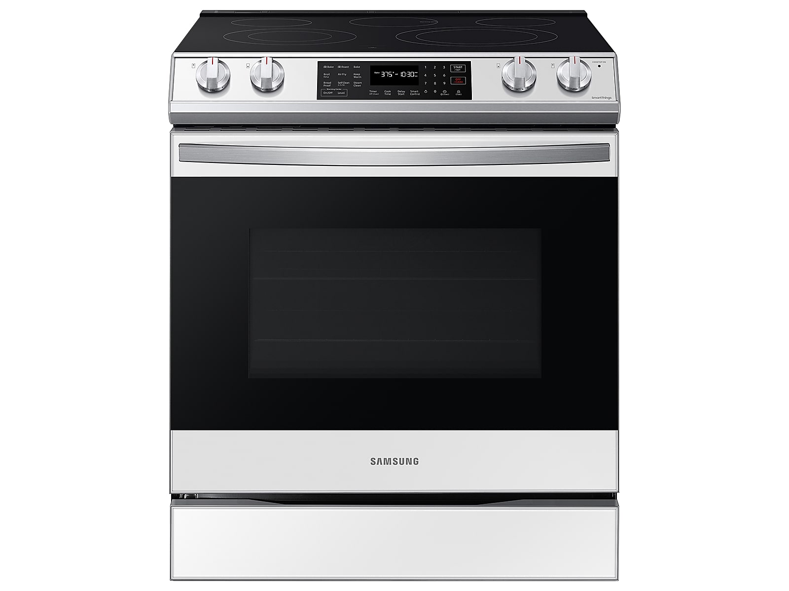 Samsung Bespoke 6.3 cu. ft. Smart Slide-in Electric Range with Air Fry & Convection in White Glass(NE63CB831512AA)
