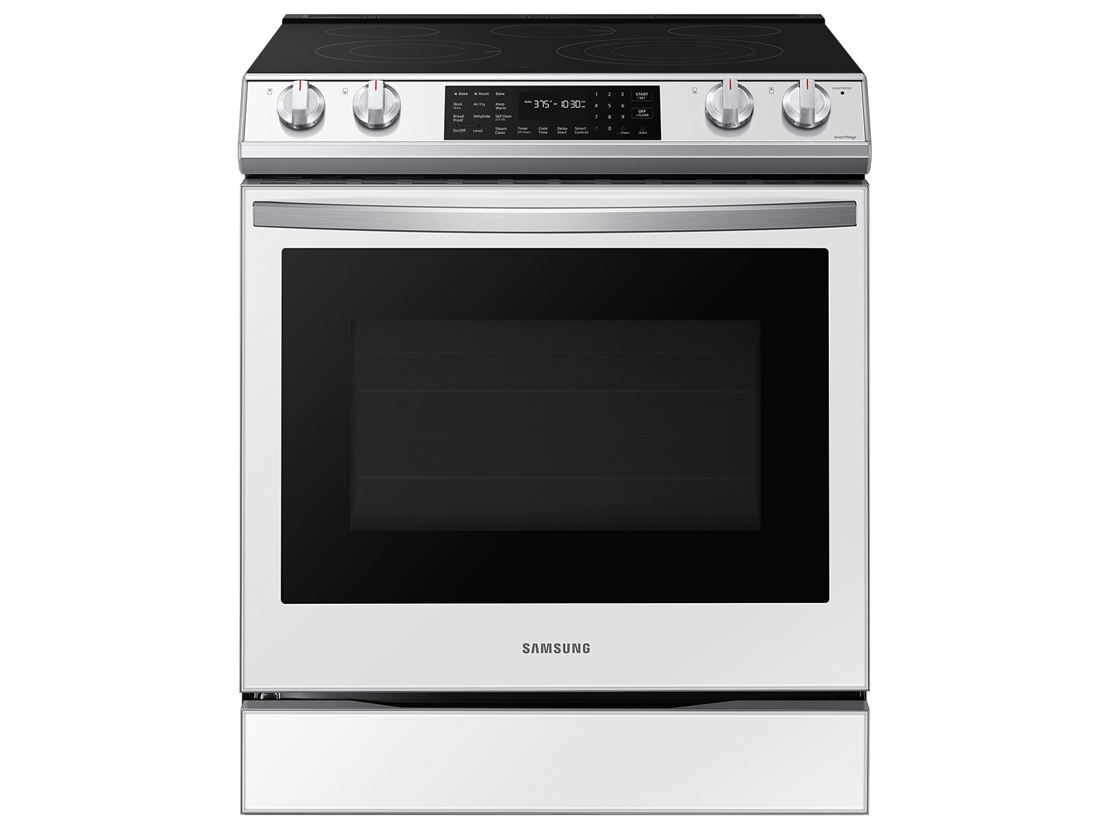 Samsung Bespoke 6.3 cu. ft. Smart Front Control Slide-In Electric Range with Air Fry & Wi-Fi in White Glass(NE63BB851112AA)
