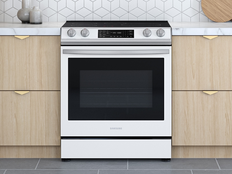 Bespoke 6.3 cu. ft. Smart Front Control Slide-In Electric Range with Air Fry &amp; Wi-Fi in White Glass