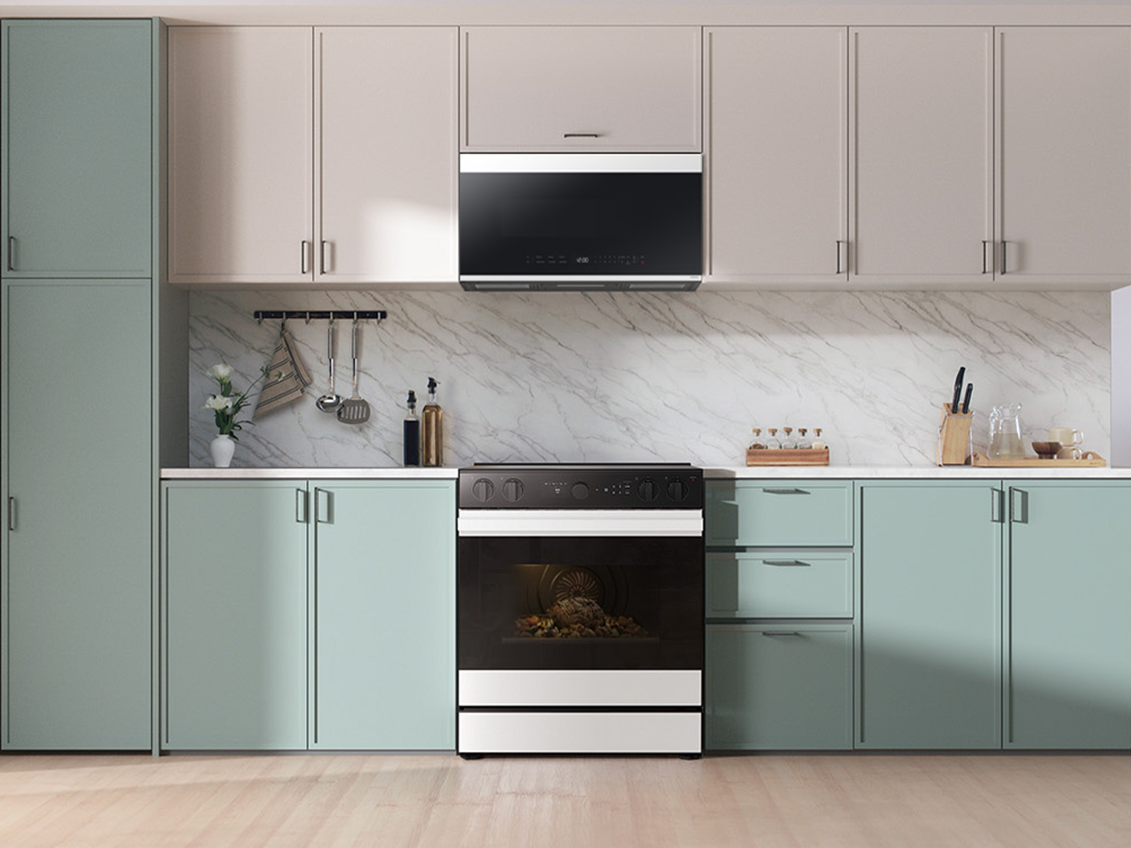 Thumbnail image of Bespoke 6.3 cu. ft. Smart Slide-In ENERGY STAR® Certified Electric Range with Air Fry in White Glass