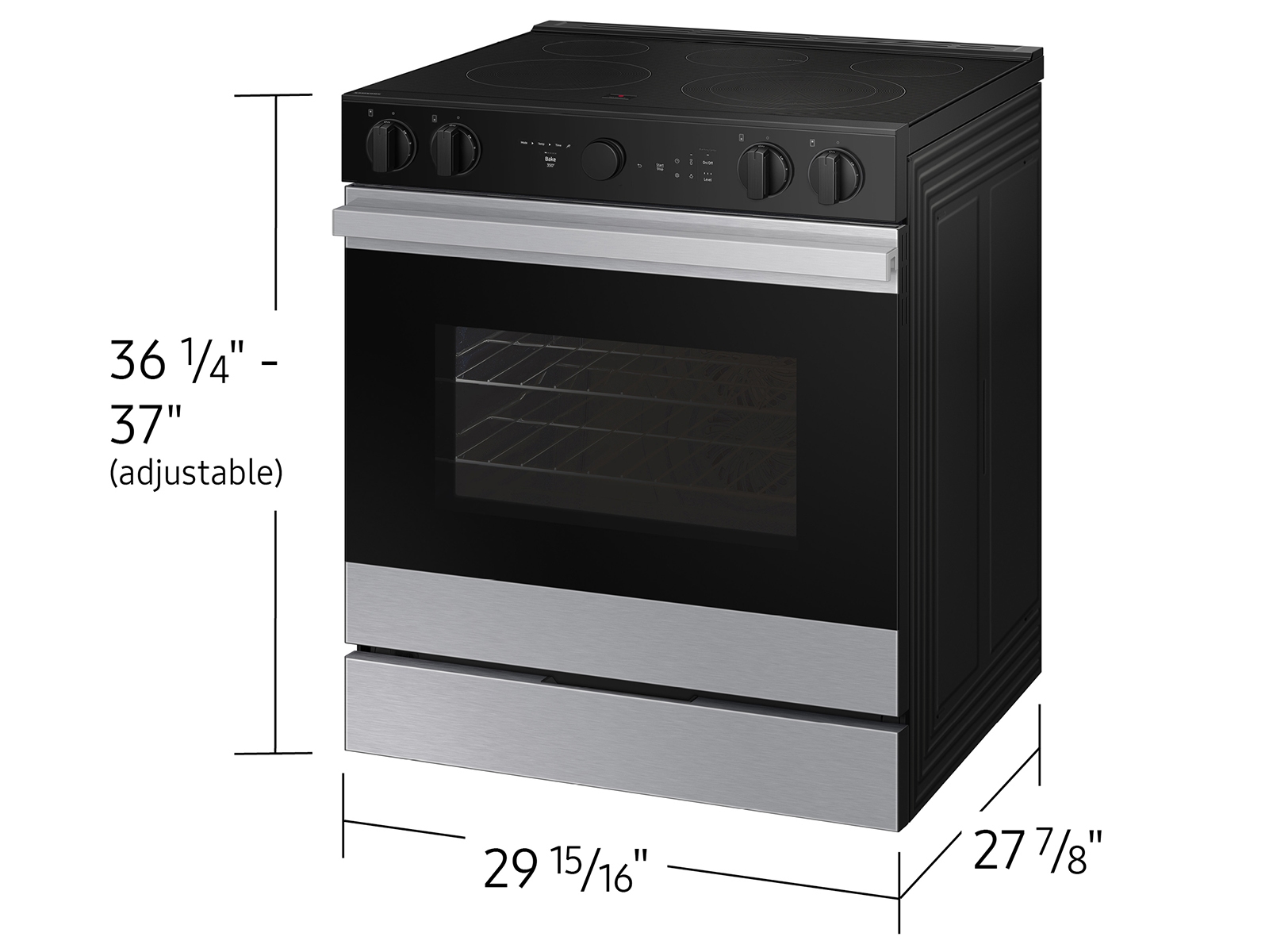 Thumbnail image of Bespoke 6.3 cu. ft. Smart Slide-In ENERGY STAR® Certified Electric Range with Air Fry in Stainless Steel