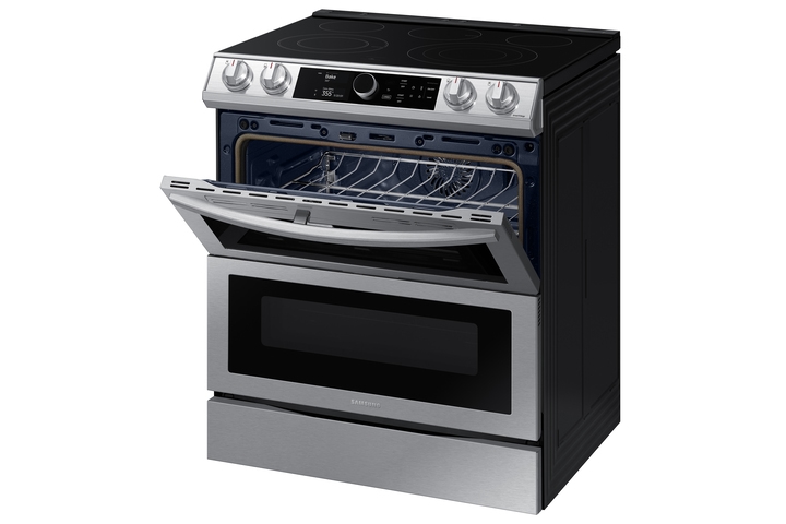 NY63T8751SG by Samsung - 6.3 cu. ft. Flex Duo™ Front Control Slide-in Dual  Fuel Range with Smart Dial, Air Fry, and Wi-Fi in Black Stainless Steel