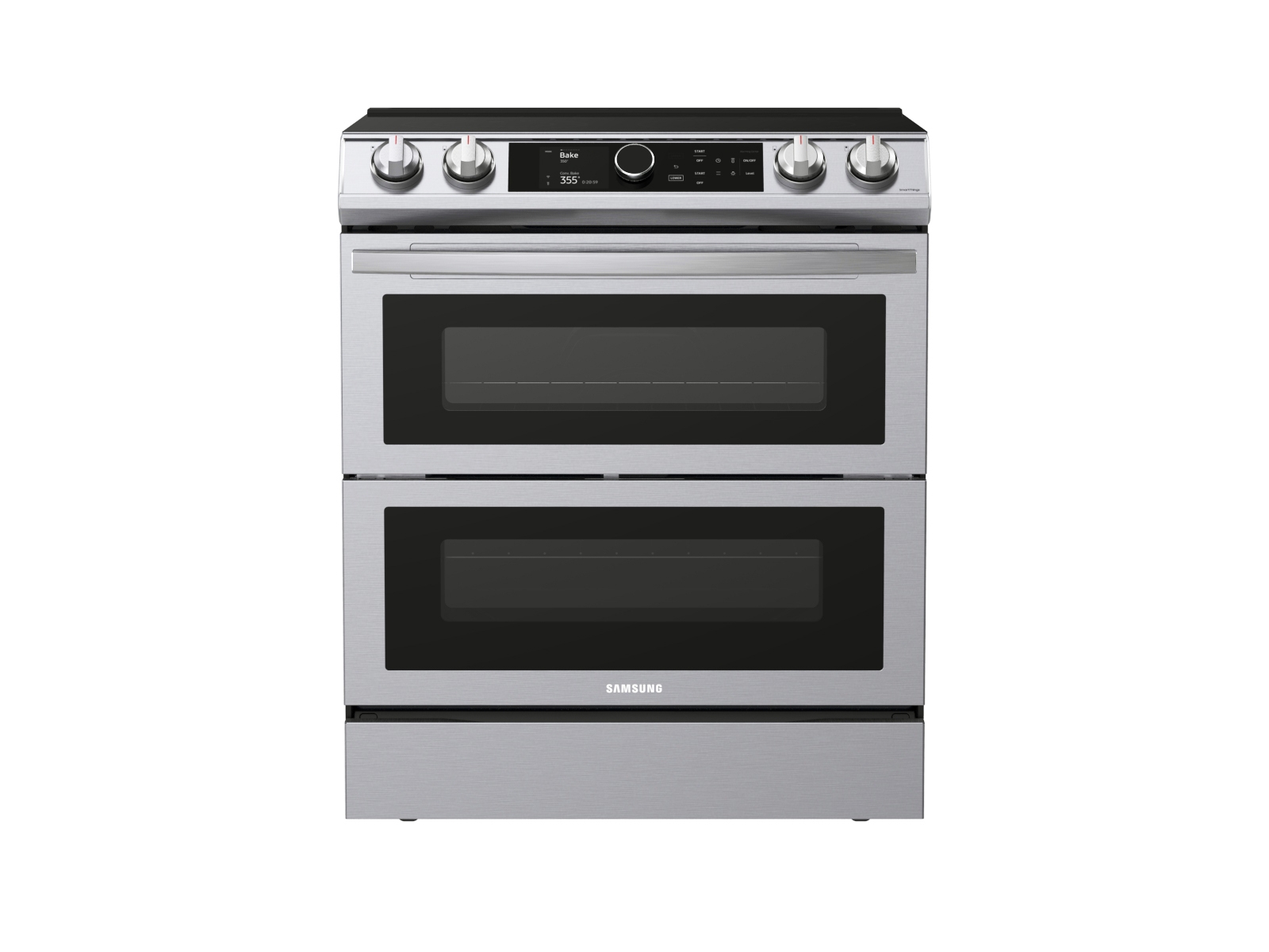 Samsung 30 in. 6.3 cu. ft. Smart Air Fry Convection Double Oven Slide-In  Electric Range with 5 Smoothtop Burners - Stainless Steel