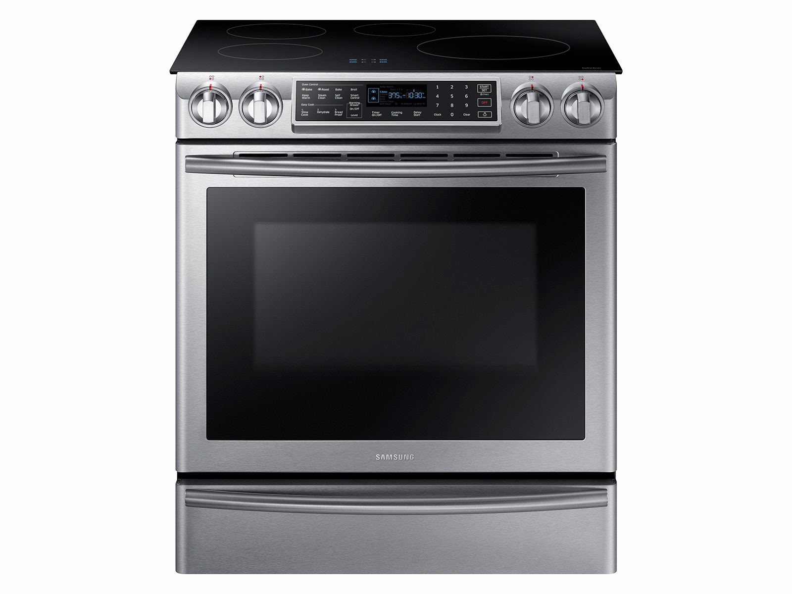 Samsung 5.8 cu. ft. Slide-In Induction Range with Virtual Flame in Stainless Steel, Silver Samsung 5.8 cu. ft. Slide-In Induction Range with Virtual Flame in Stainless Steel, Silver