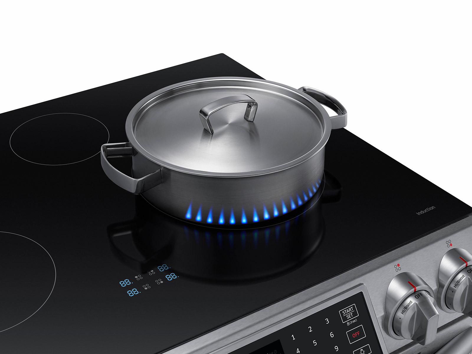 Samsung's Virtual Flame Technology uses blue LEDs to show heat on induction  stoves.