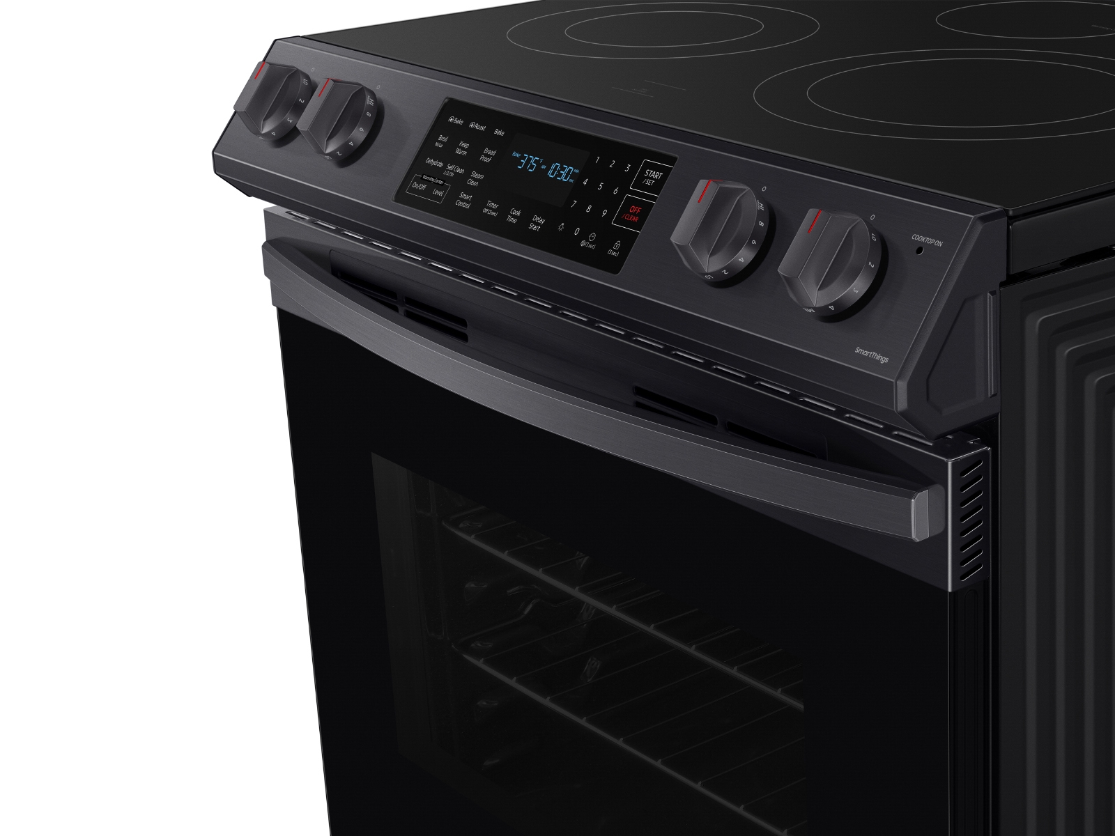 6.3 cu ft. Smart Slidein Electric Range with Convection in Black Stainless Steel Ranges