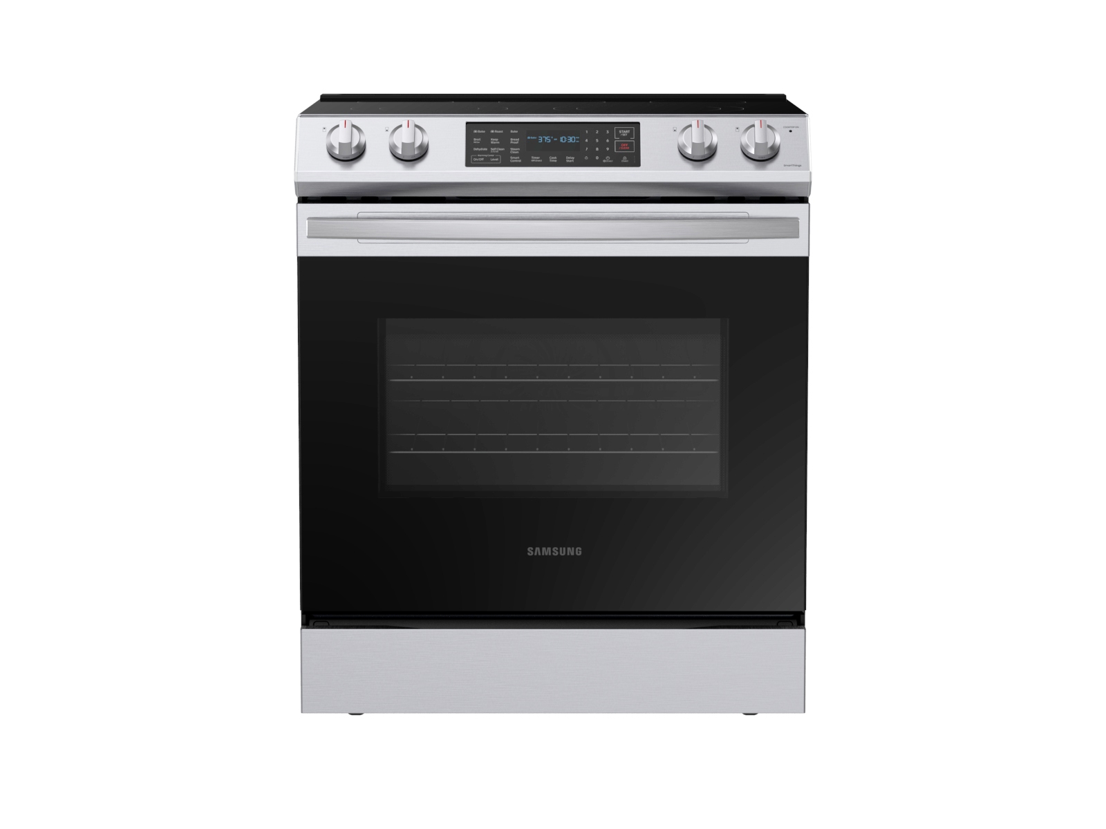 Samsung 30 in. 6.3 cu. ft. Smart Convection Oven Slide-In Electric Range  with 5 Smoothtop Burners - Black with Stainless Steel