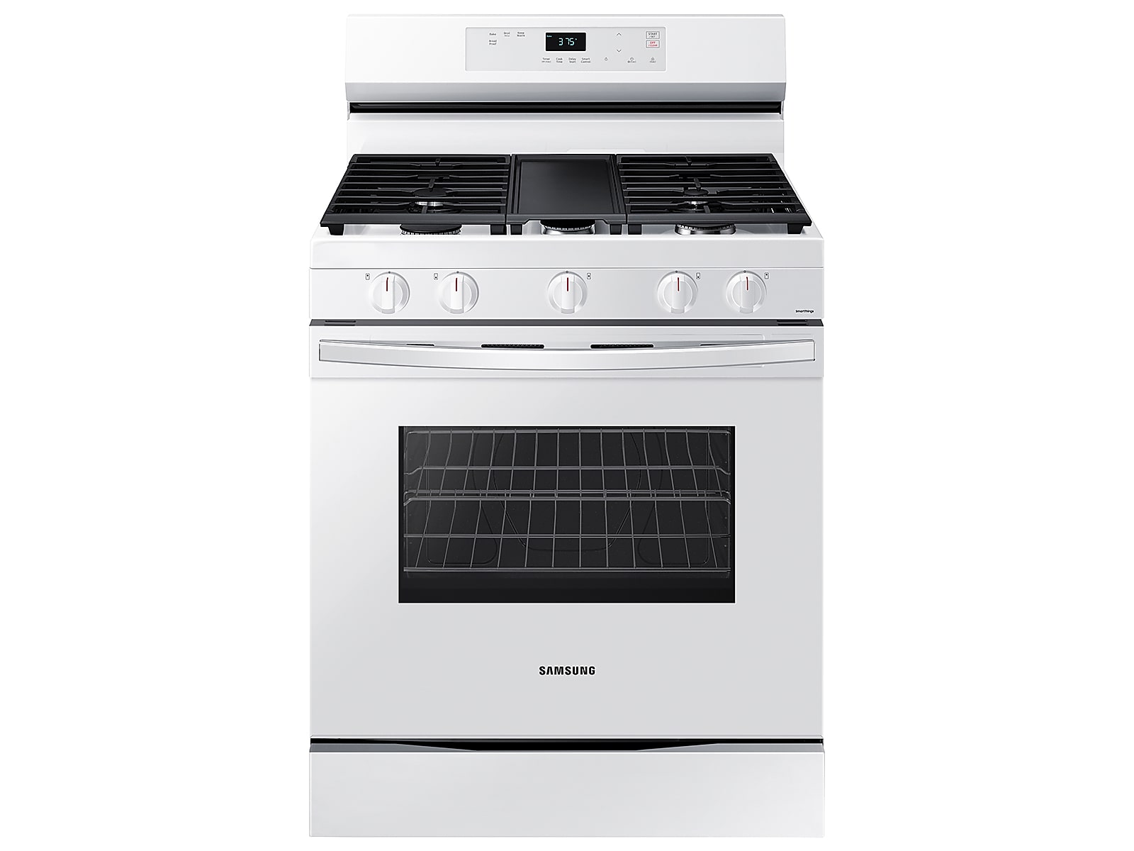 Samsung 6.0 cu. ft. Smart Freestanding Gas Range with Integrated Griddle in White(NX60A6111SW/AA)