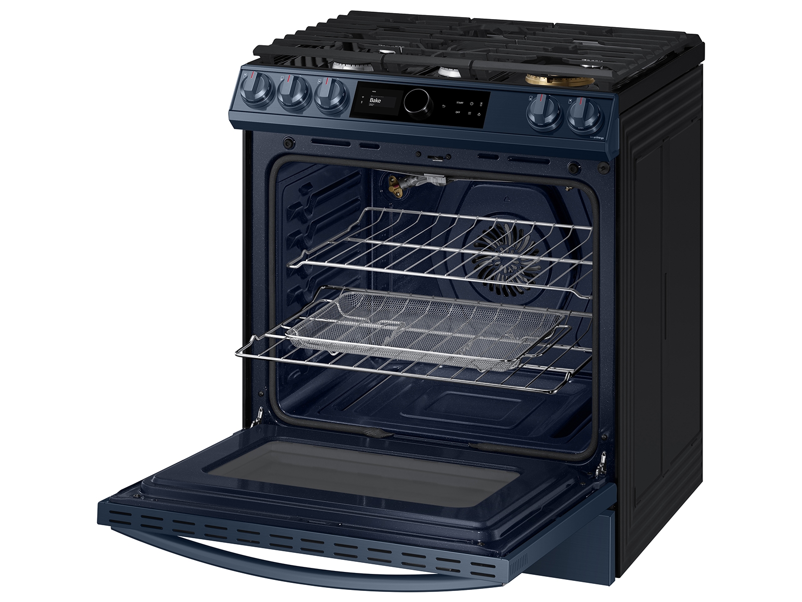 Thumbnail image of Bespoke Smart Slide-in Gas Range 6.0 cu. ft. with Smart Dial, Air Fry &amp; Wi-Fi in Navy Steel