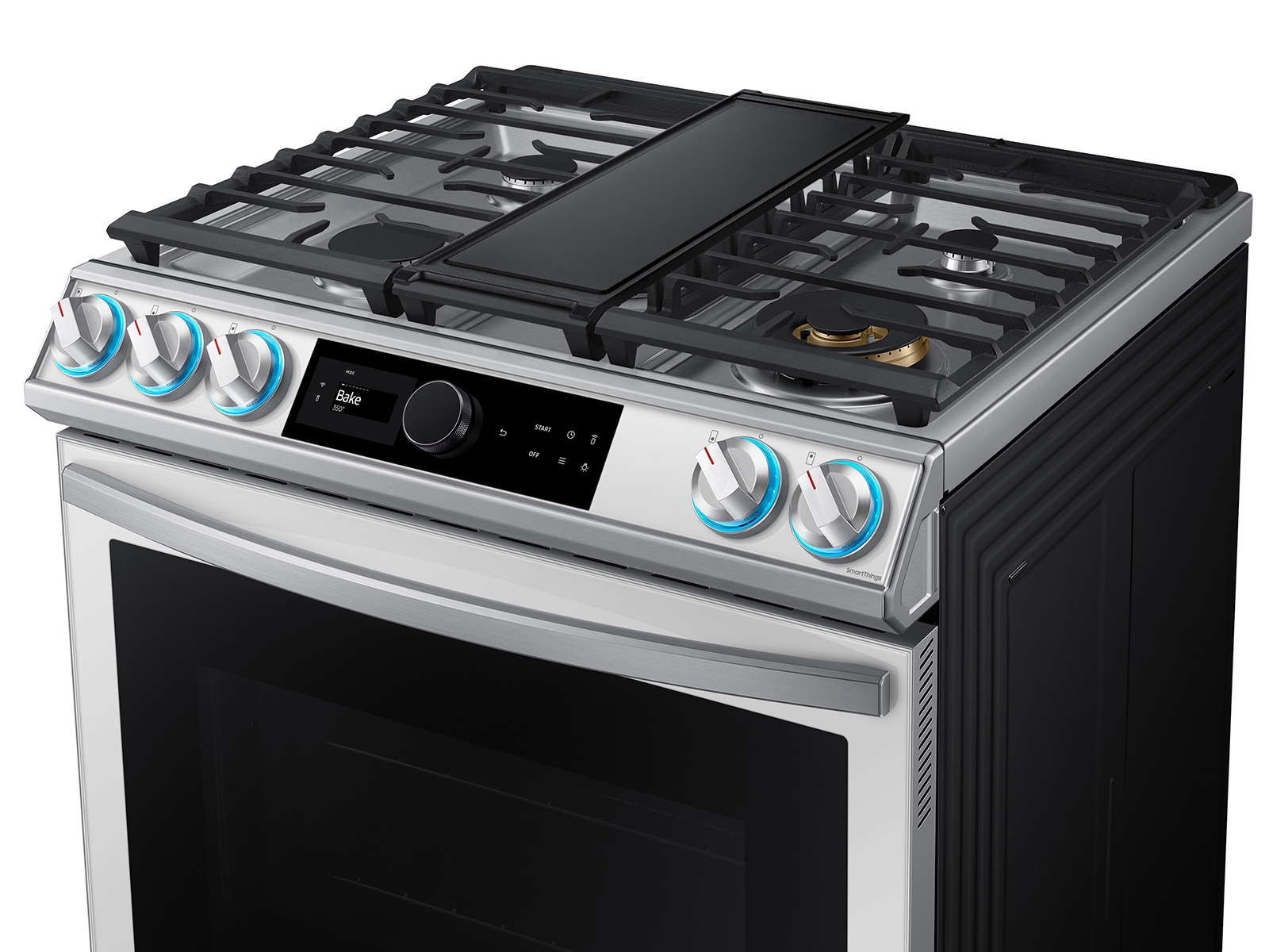 Thumbnail image of Bespoke Smart Slide-in Gas Range 6.0 cu. ft. with Smart Dial, Air Fry &amp; Wi-Fi in White Glass