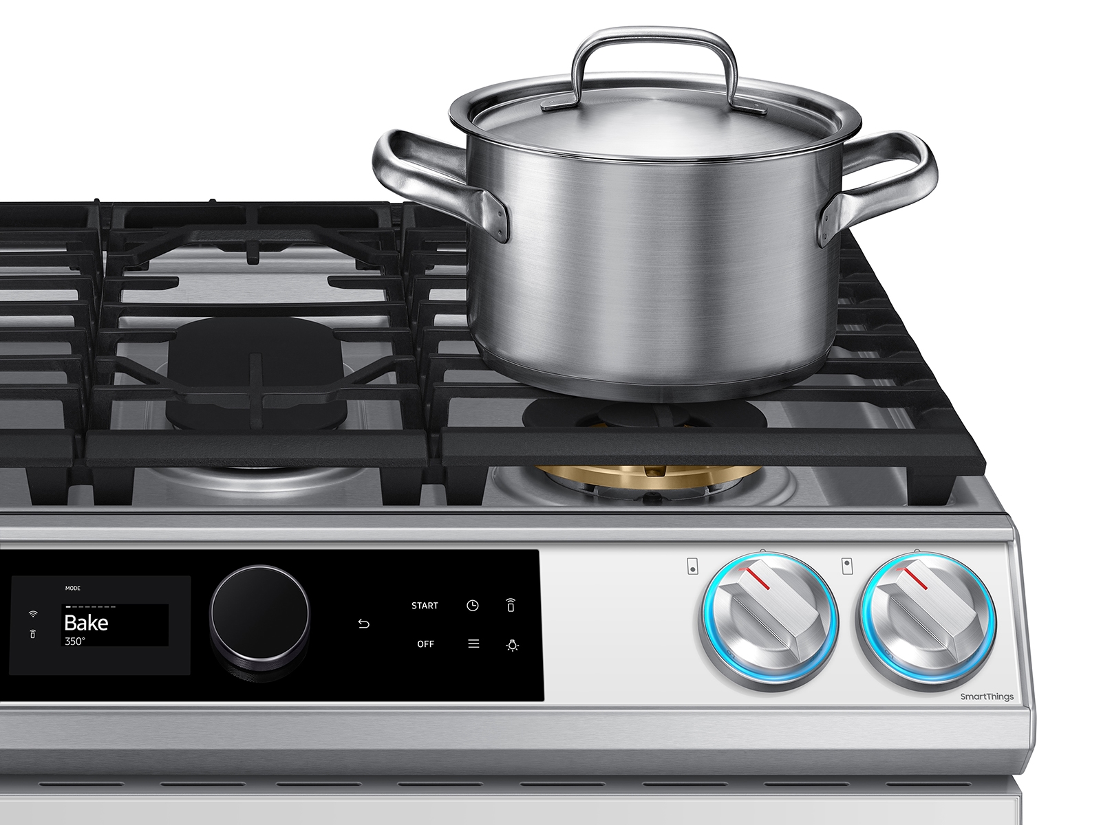 Thumbnail image of Bespoke Smart Slide-in Gas Range 6.0 cu. ft. with Smart Dial, Air Fry &amp; Wi-Fi in White Glass