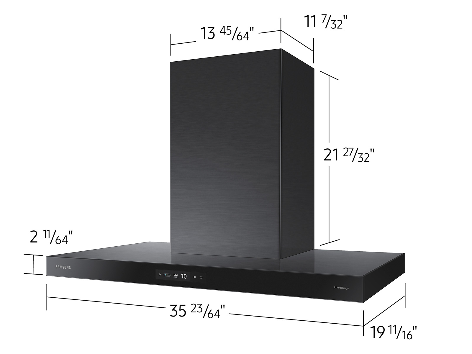 Thumbnail image of 36&quot; Bespoke Smart Wall Mount Hood with LCD Display in Clean Deep Charcoal
