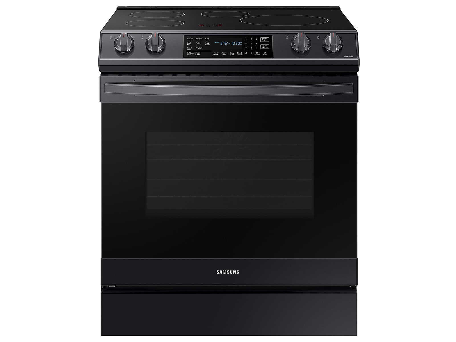 Samsung 6.3 cu. ft. Smart Rapid Heat Induction Slide-in Range with Air Fry & Convection+ in Black Stainless Steel(NE63B8611SG/AA)