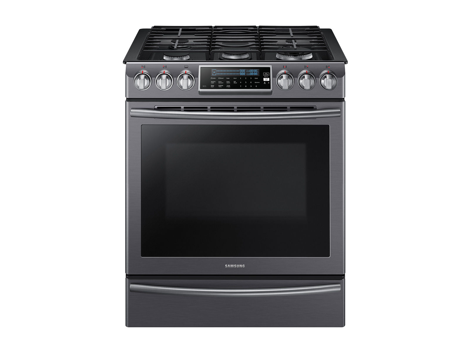 Thumbnail image of 5.8 cu. ft. Slide-In Gas Range with True Convection in Black Stainless Steel