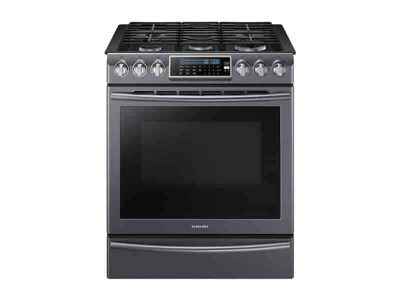 5.8 cu. ft. Slide-In Gas Range with True Convection in Black Stainless Steel