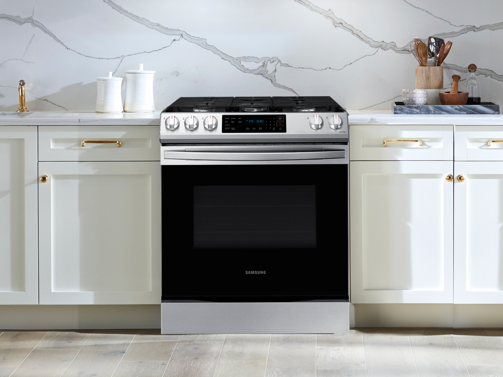 Samsung 30 in. 6.0 cu. ft. Smart Oven Slide-In Gas Range with 5 Sealed  Burners - Stainless Steel
