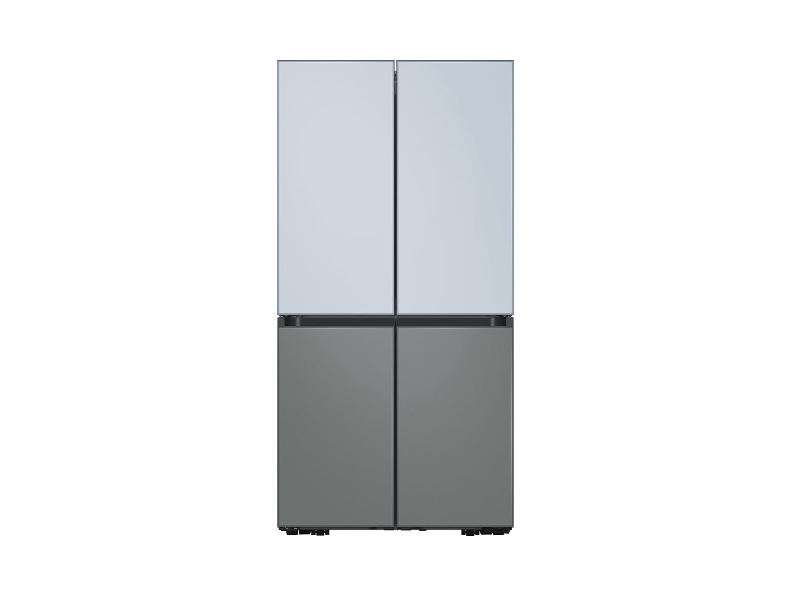 Bespoke Counter Depth 4-Door Flex™ Refrigerator (23 cu. ft.) in Sky Blue Glass Top and Grey Glass Bottom