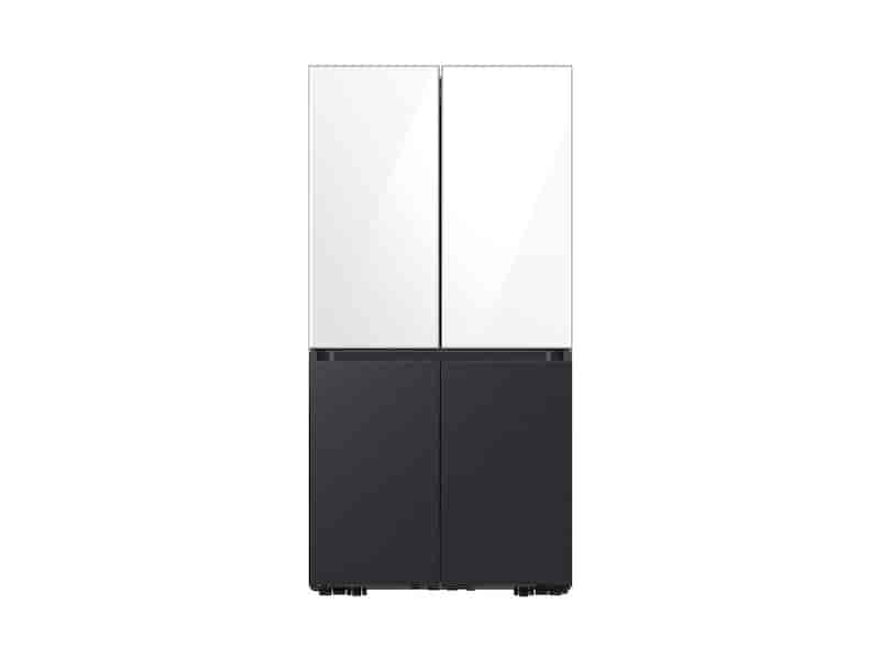 Bespoke 4-Door Flex™ Refrigerator (29 cu. ft.) in White Glass Top and Matte Black Steel Bottom