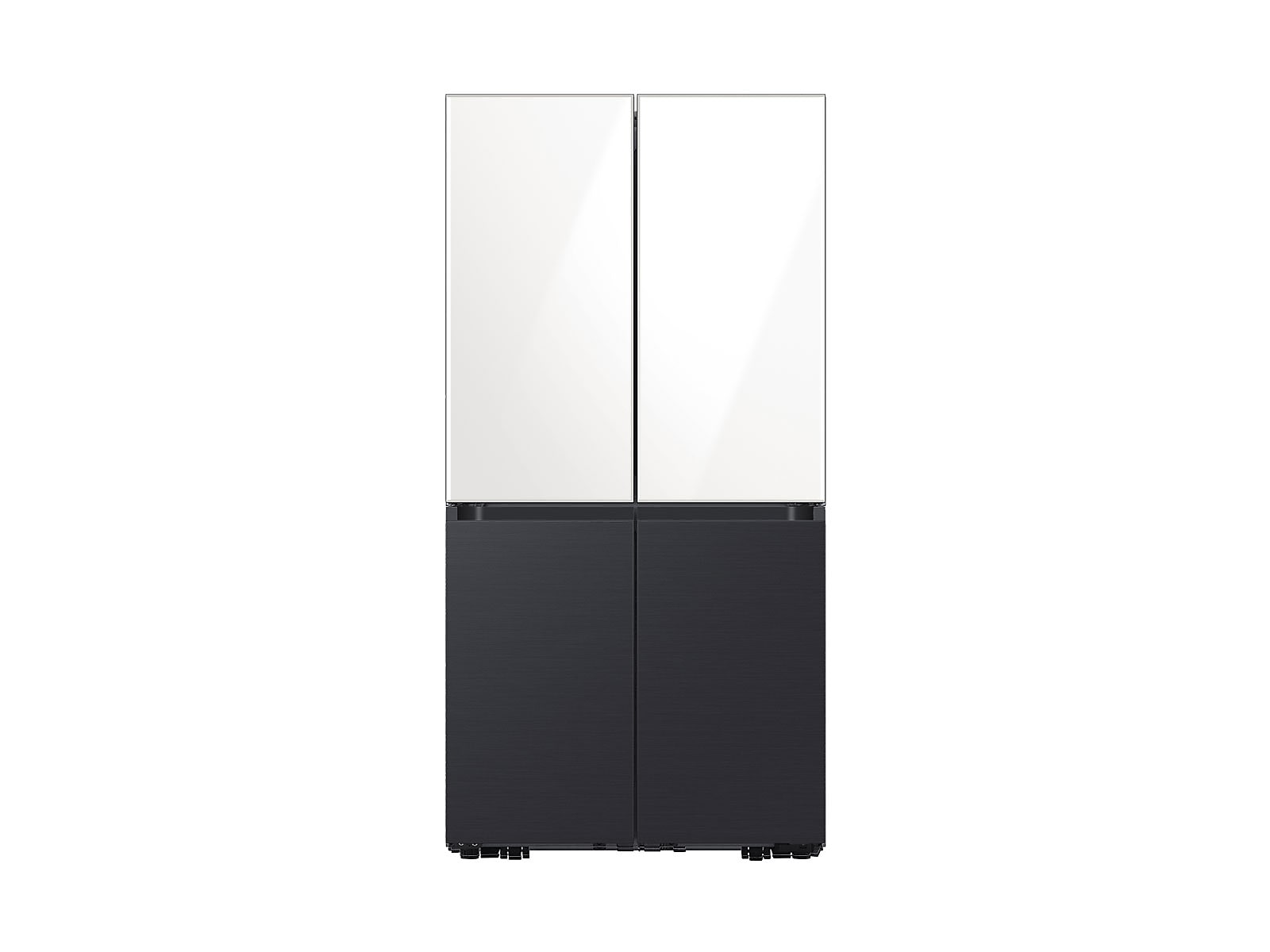 Samsung Bespoke Counter Depth 4-Door Flex™ Refrigerator in White Glass Top & Black Steel Bottom (23 cu. ft.) in White Glass Top and Matte Black Steel Bottom