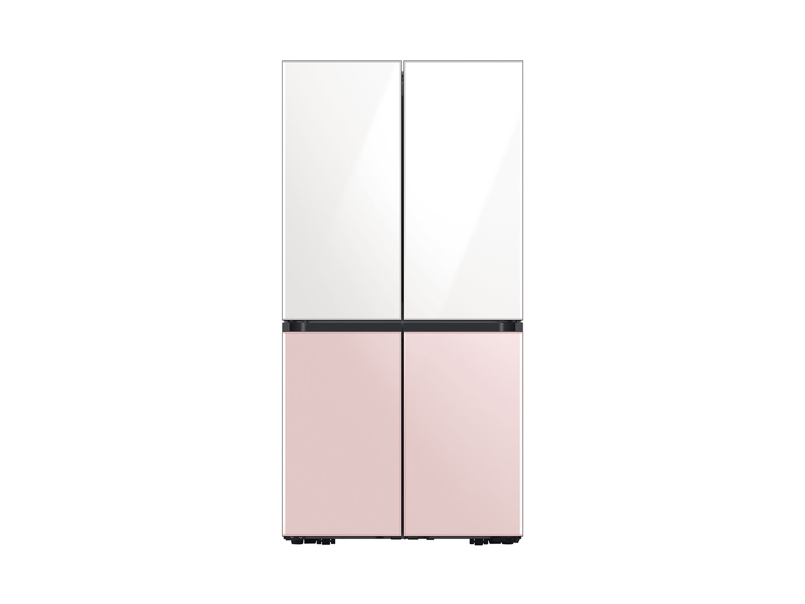 Samsung Bespoke Counter Depth 4-Door Flex™ Refrigerator in White Glass Top Rose Pink Bottom (23 cu. ft.) in White Glass Top and Rose Pink Glass Bottom