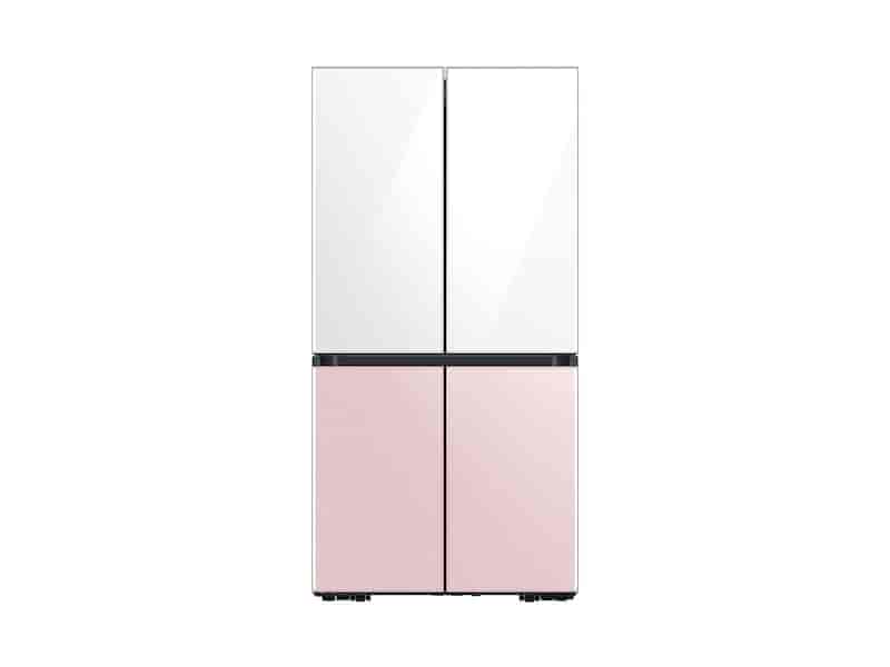 Bespoke Counter Depth 4-Door Flex™ Refrigerator (23 cu. ft.) in White Glass Top and Rose Pink Glass Bottom