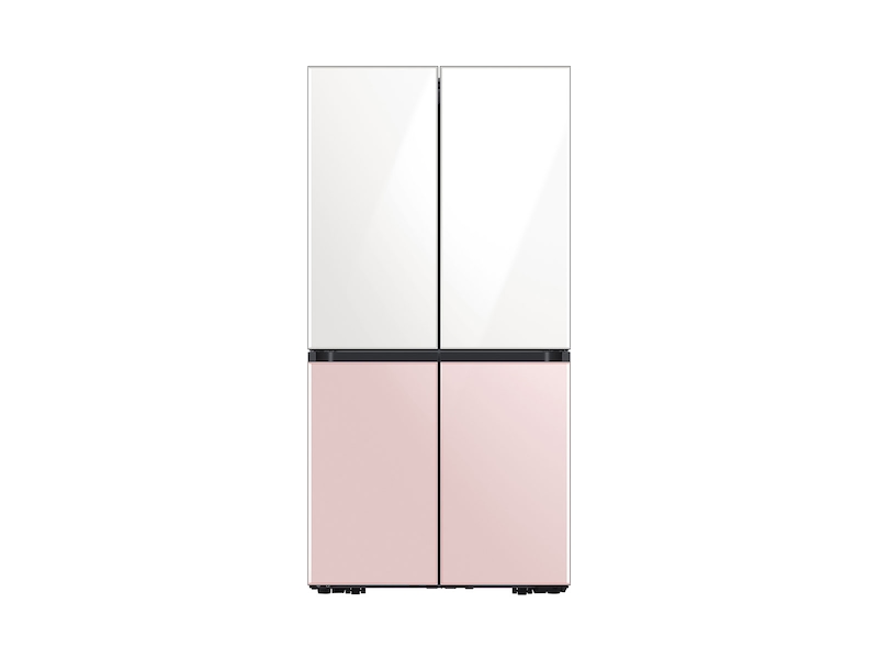Bespoke 4-Door Flex&trade; Refrigerator (29 cu. ft.) in White Glass Top and Rose Pink Glass Bottom