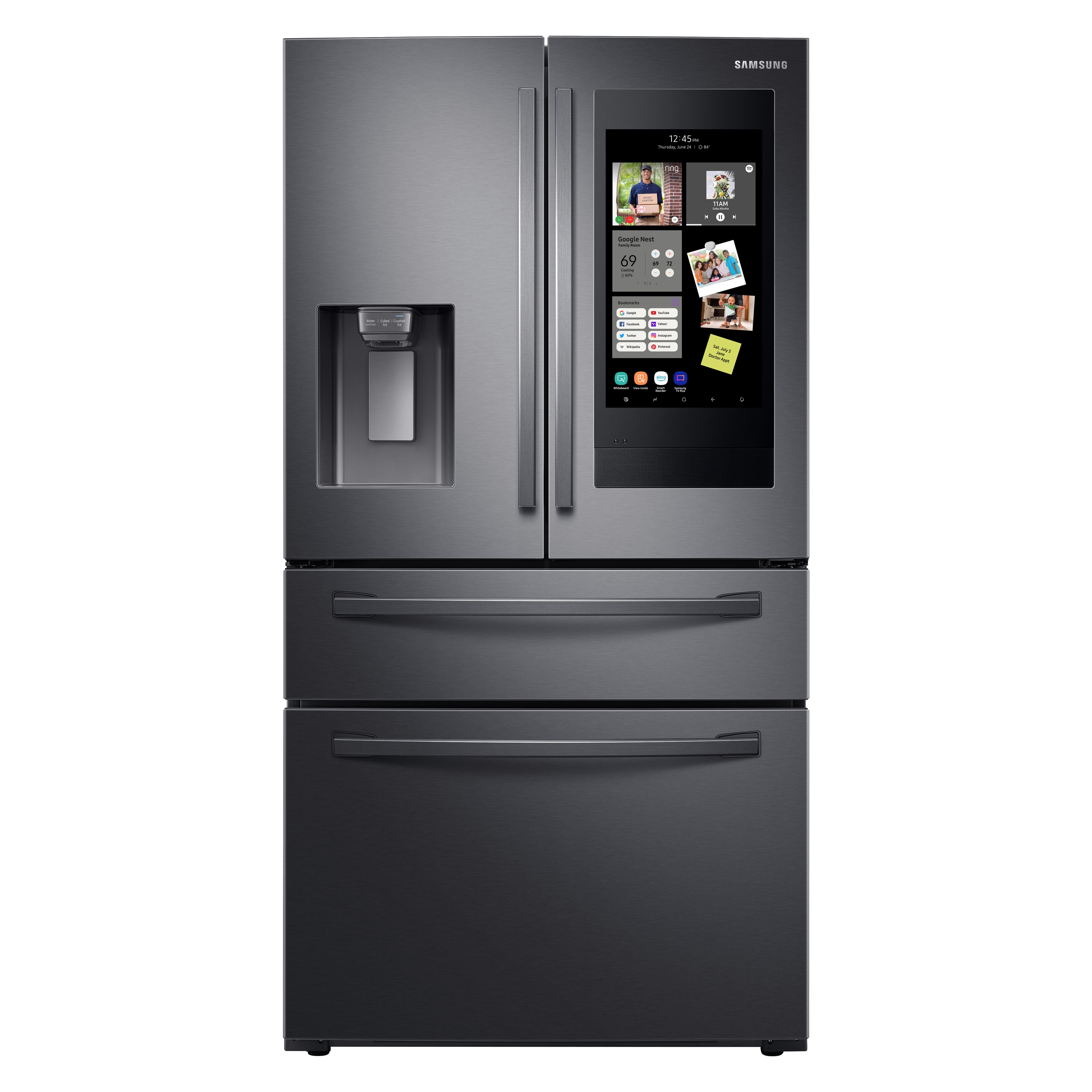 Thumbnail image of 22 cu. ft. 4-Door French Door, Counter Depth Refrigerator with 21.5&rdquo; Touch Screen Family Hub&trade; in Black Stainless Steel