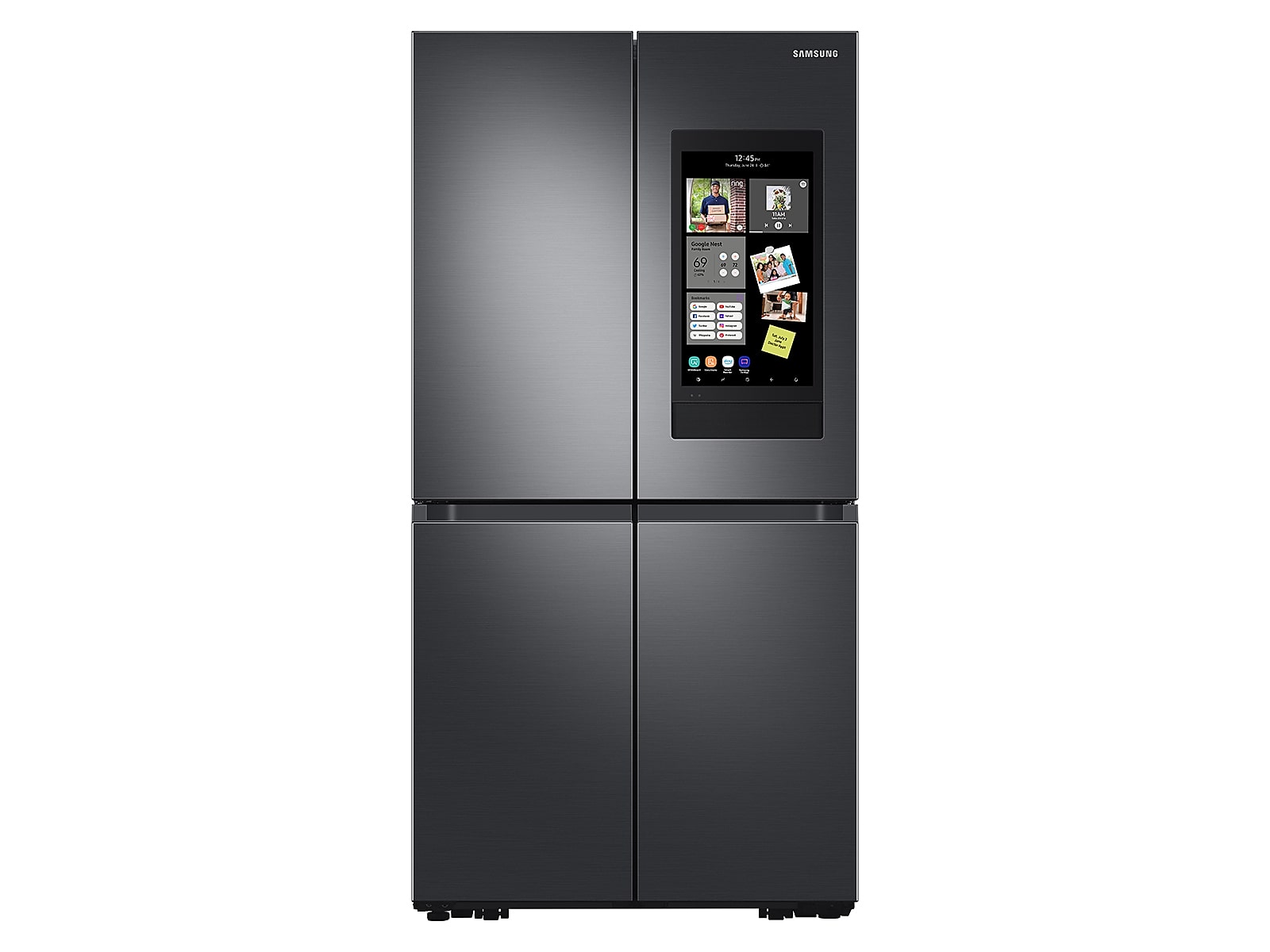 Samsung 23 cu. ft. Smart Counter Depth 4-Door Flex™ refrigerator with Family Hub™ and Beverage Center in Black Stainless Steel(RF23A9771SG/AA) photo