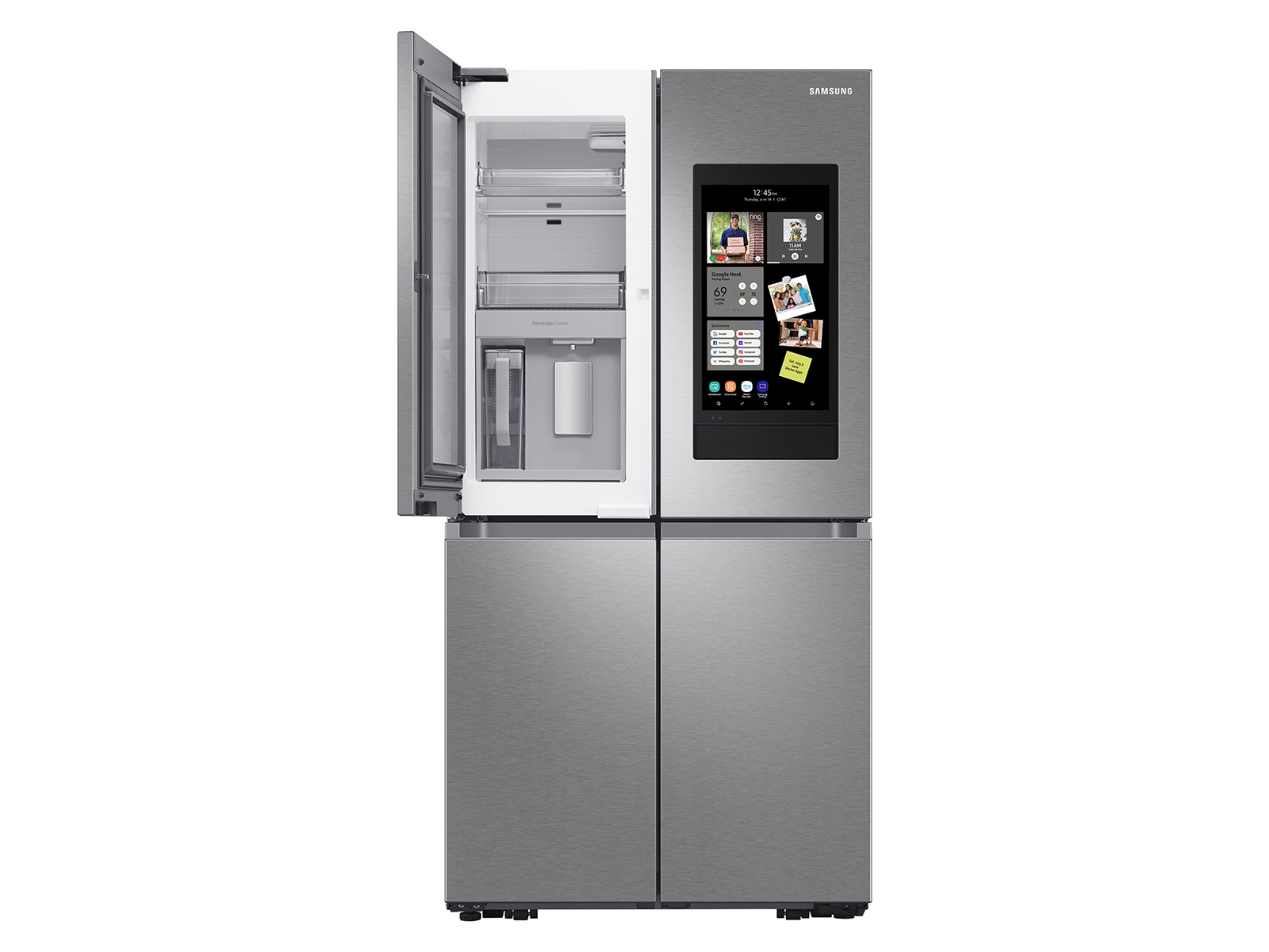 Thumbnail image of 23 cu. ft. Smart Counter Depth 4-Door Flex™ refrigerator with Family Hub™ and Beverage Center in Stainless Steel