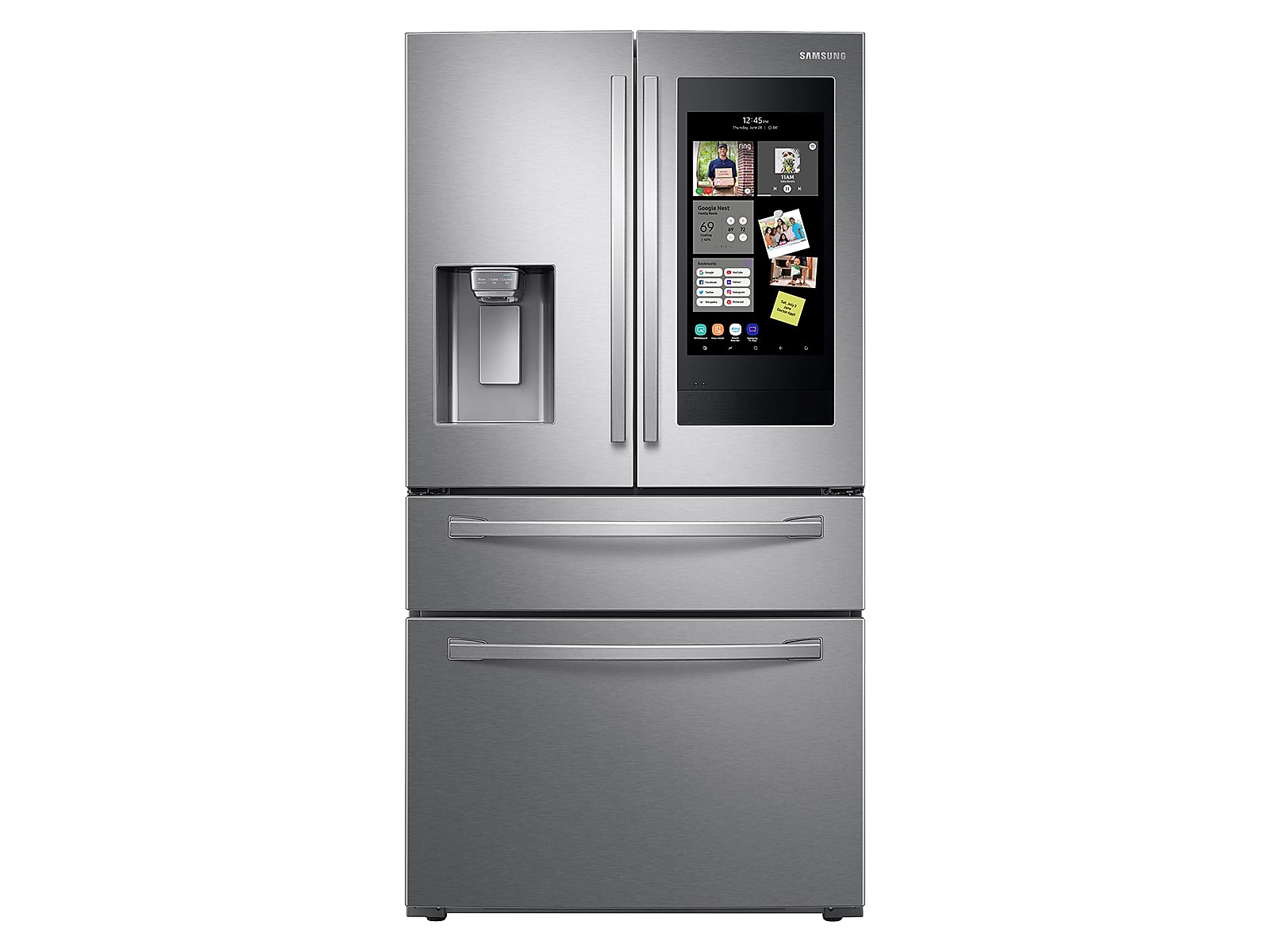 Samsung 28 cu. ft. 4-Door French Door Refrigerator with 21.5" Touch Screen Family Hub™ in Silver(RF28R7551SR/AA)