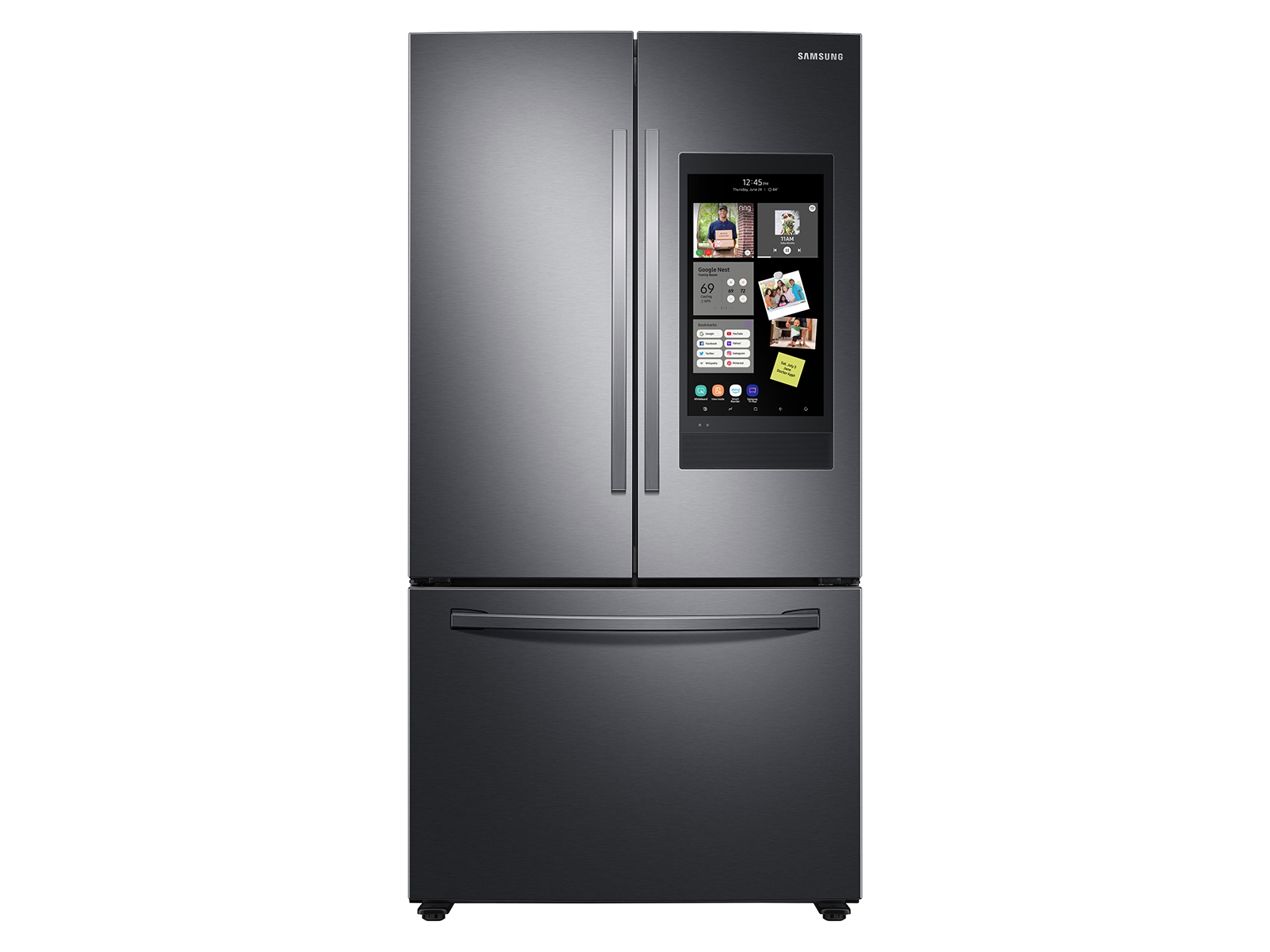 Photos - Fridge Samsung 28 cu. ft. 3-Door French Door Refrigerator with Family Hub™ in Bla 