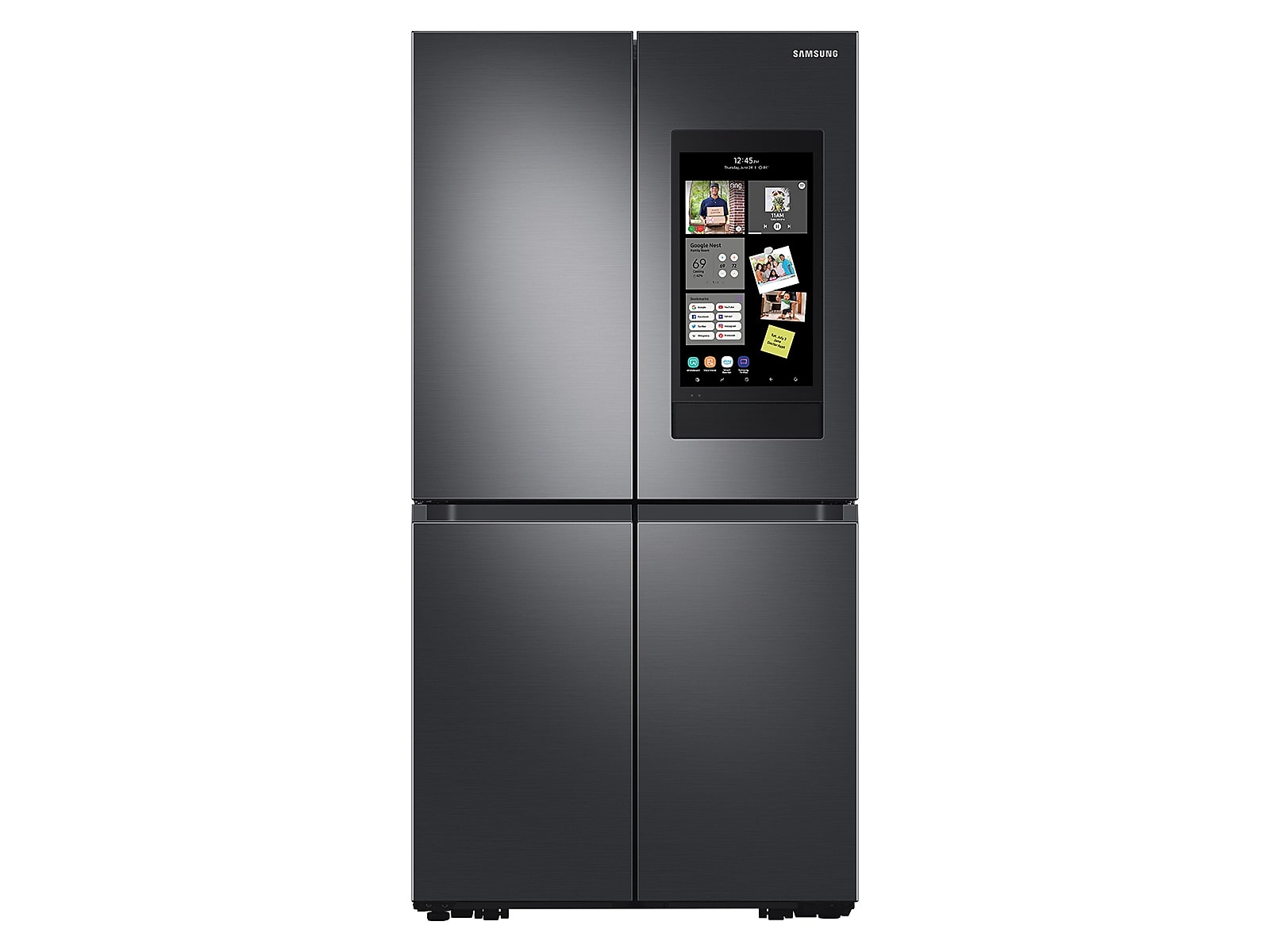 Samsung 29 cu. ft. Smart 4-Door Flex™ Refrigerator with Family Hub™ and Beverage Center in Black Stainless Steel(RF29A9771SG/AA)