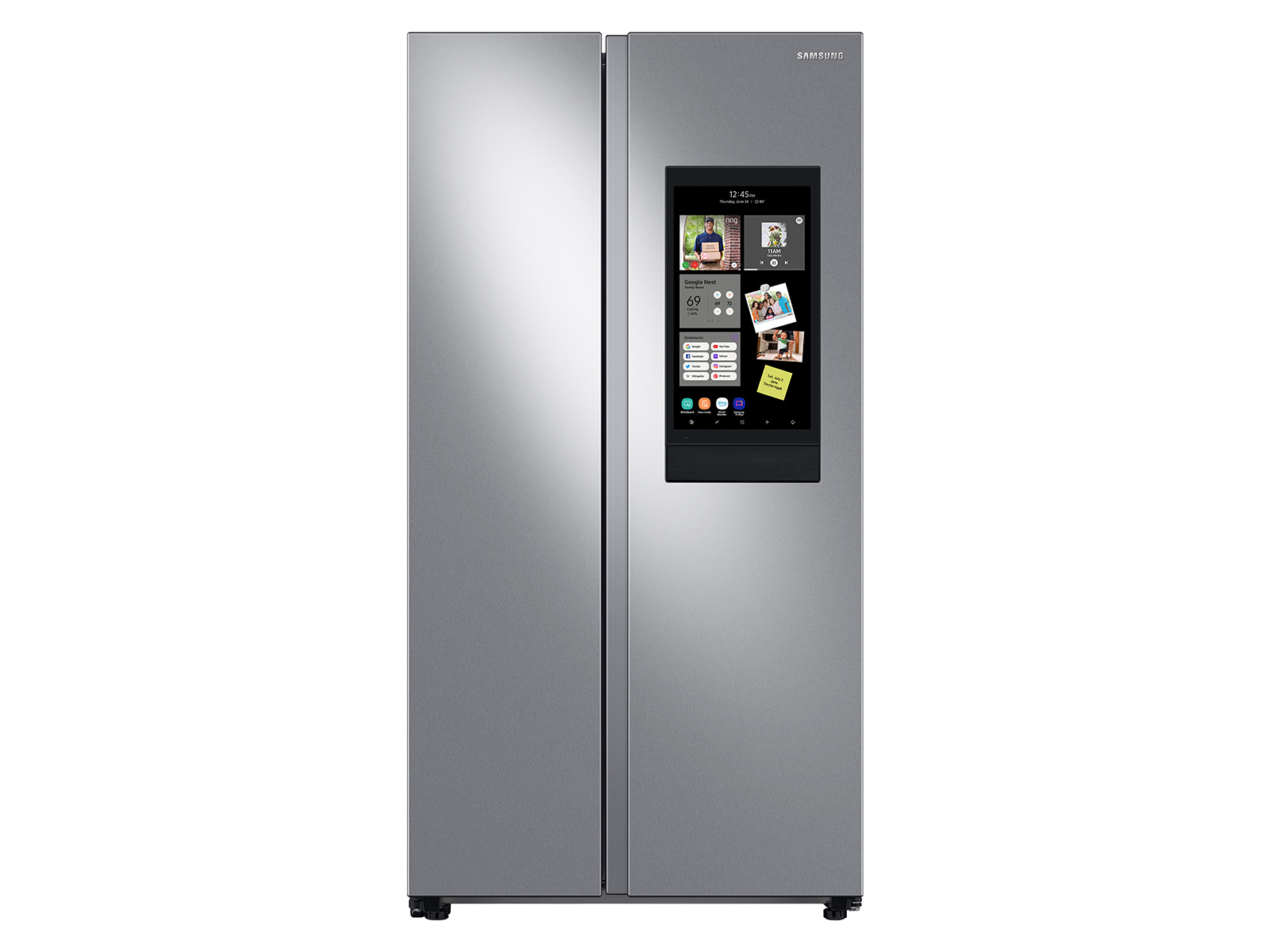 Photos - Fridge Samsung 27.3 cu. ft. Smart Side-by-Side Refrigerator with Family Hub™ in S 