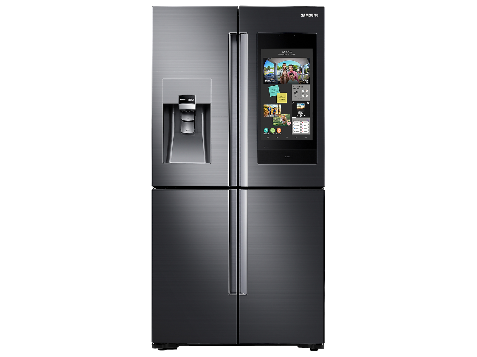 Samsung 22 cu. ft. Family Hub™ Counter Depth 4-Door Flex™ Refrigerator in Black Stainless Steel(RF22N9781SG/AA)