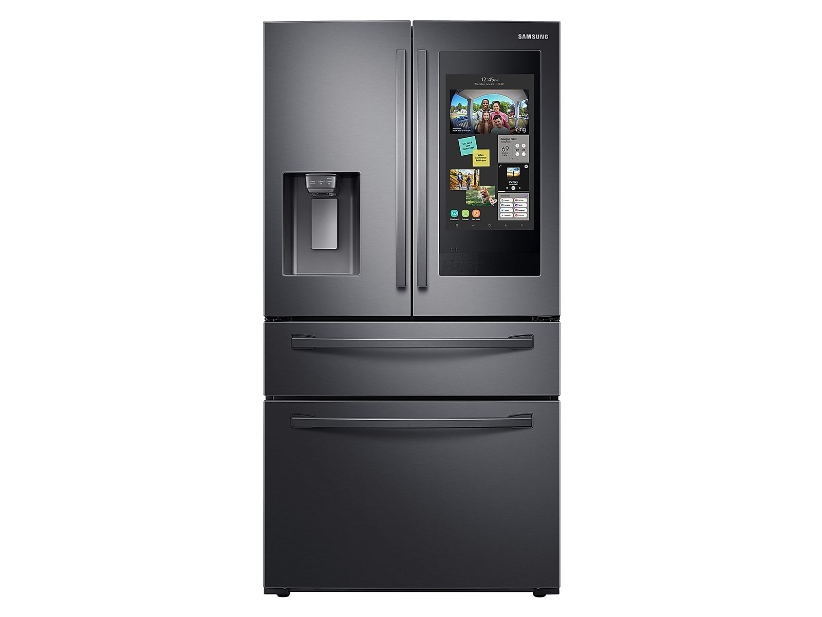 Samsung 22 cu. ft. 4-Door French Door, Counter Depth Refrigerator with 21.5" Touch Screen Family Hub™ in Black Stainless Steel(RF22R7551SG/AA)