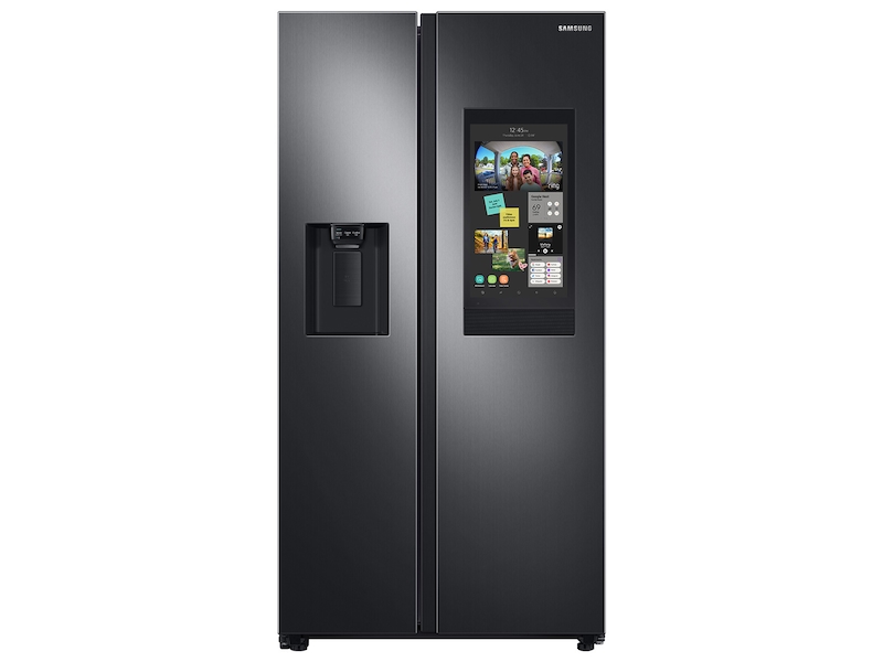 22 cu. ft. Counter Depth Side-by-Side Refrigerator with Touch Screen Family Hub&trade; in Black Stainless Steel