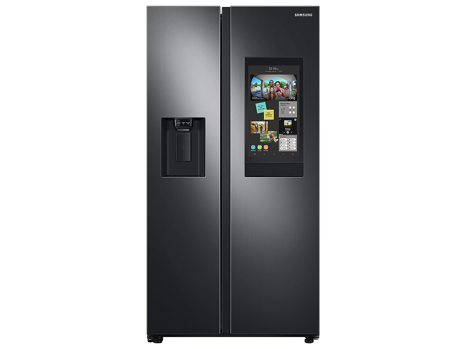 Samsung 22 cu. ft. Counter Depth Side-by-Side Refrigerator with Touch Screen Family Hub™ in Black Stainless Steel(RS22T5561SG/AA)