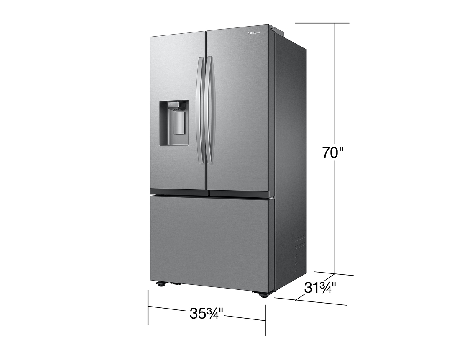 Thumbnail image of 26 cu. ft. Mega Capacity Counter Depth 3-Door French Door Refrigerator with Four Types of Ice in Stainless Steel