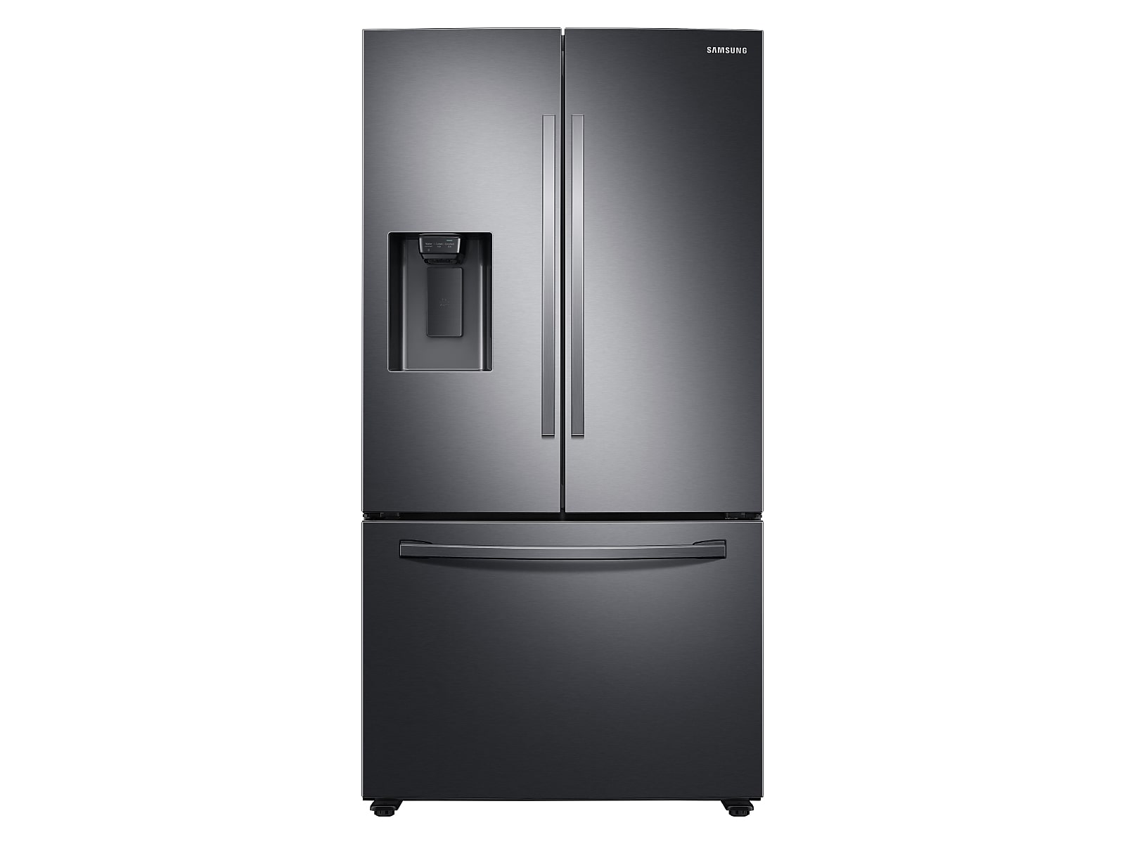 Samsung 27 cu. ft. Large Capacity 3-Door French Door Refrigerator with External Water & Ice Dispenser in Black Stainless Steel(RF27T5201SG/AA)