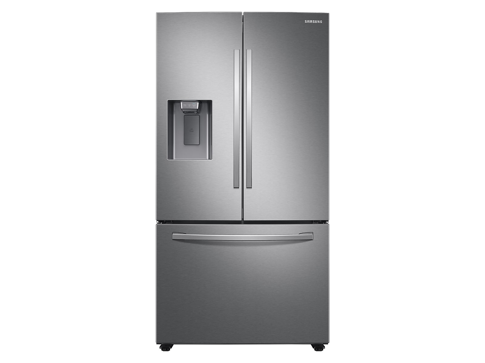 Samsung 27 cu. ft. Large Capacity 3-Door French Door Refrigerator with External Water & Ice Dispenser in Silver(RF27T5201SR/AA)